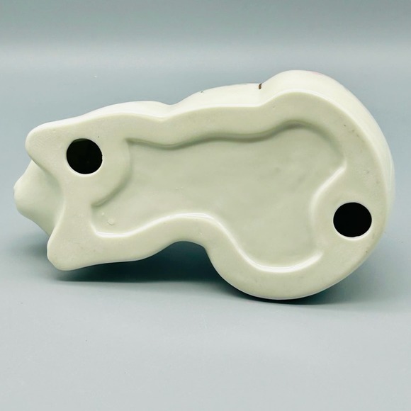 Vintage Ceramic Sleeping Cat Adorned With Pink Roses and Gold Accents 7” - Picture 5 of 9